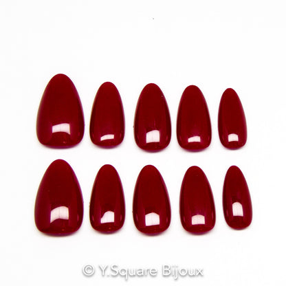 < Si Rouge > Y.Square Faux Ongles Fait Main Réutilisables