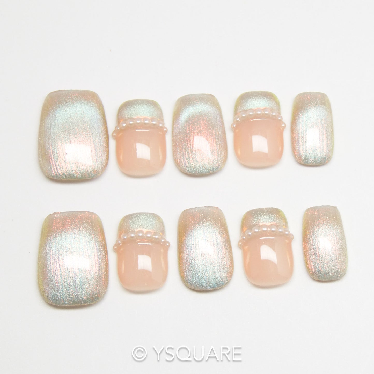< Sirène > Y.Square Faux Ongles Fait Main Réutilisables