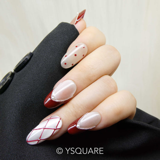  < Valentina > Y.Square Faux Ongles Fait Main Réutilisables