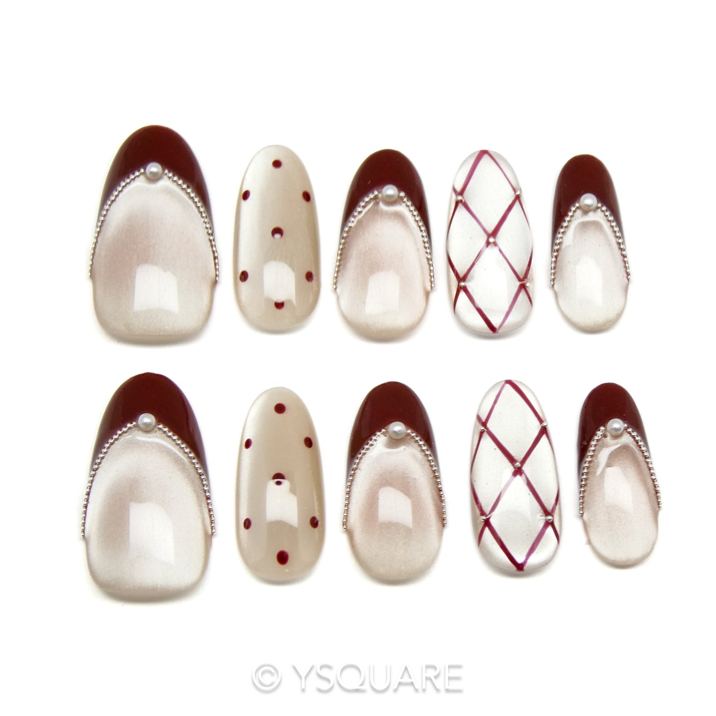  < Valentina > Y.Square Faux Ongles Fait Main Réutilisables