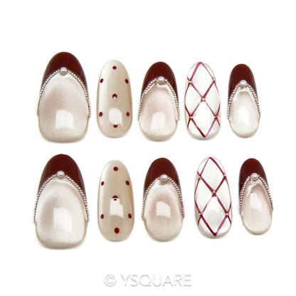  < Valentina > Y.Square Faux Ongles Fait Main Réutilisables