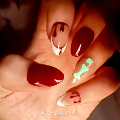 < Vampiresse > Y.Square Faux Ongles Fait Main Réutilisables / Handmade Press On Nails 