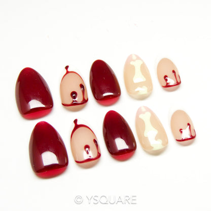 < Vampiresse > Y.Square Faux Ongles Fait Main Réutilisables / Handmade Press On Nails 