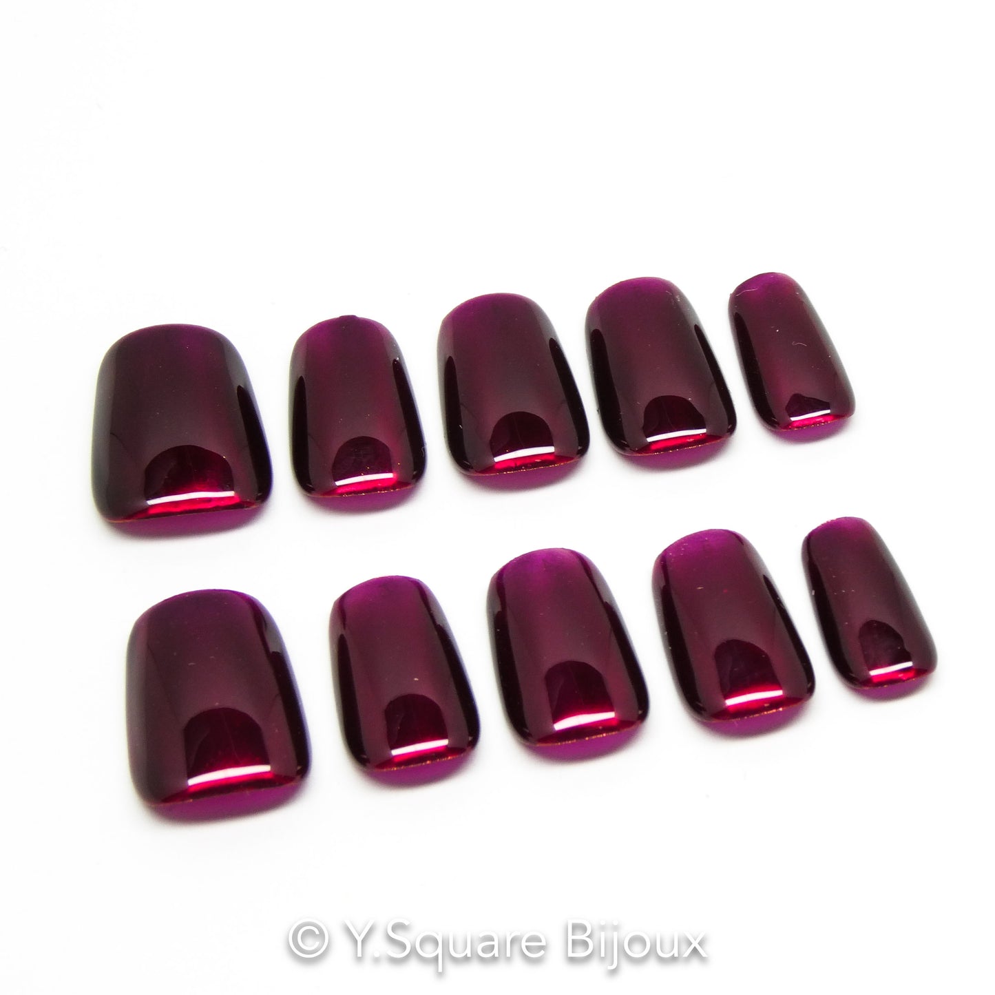 < Vin Rouge > Y.Square Faux Ongles Fait Main Réutilisables