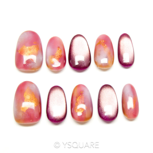 < Aquarelle > Y.Square Faux Ongles Fait Main Réutilisables