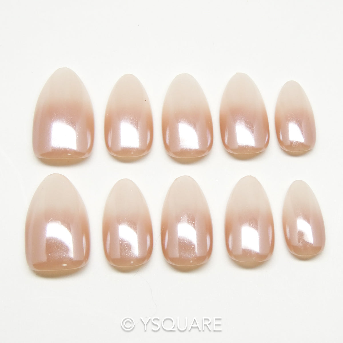 < Babyboomer Amande > Y.Square Faux Ongles Fait Main Réutilisables / Handmade Press On Nails 