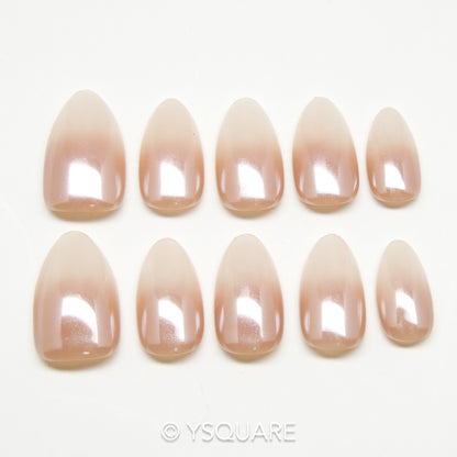 < Babyboomer Amande > Y.Square Faux Ongles Fait Main Réutilisables / Handmade Press On Nails 