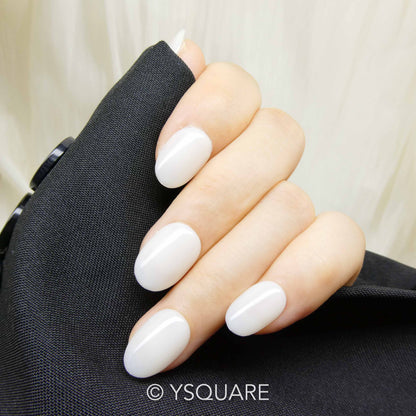 < Blanc laiteux > Y.Square Faux Ongles Fait Main Réutilisables