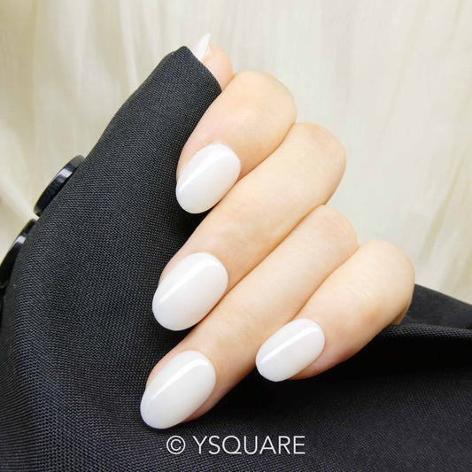 < Blanc laiteux > Y.Square Faux Ongles Fait Main Réutilisables