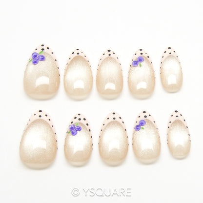  < Myrtille > Y.Square Presson Faux Ongles Fait Main Réutilisables