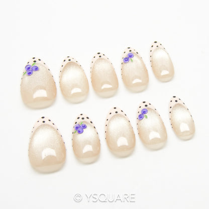  < Myrtille > Y.Square Presson Faux Ongles Fait Main Réutilisables