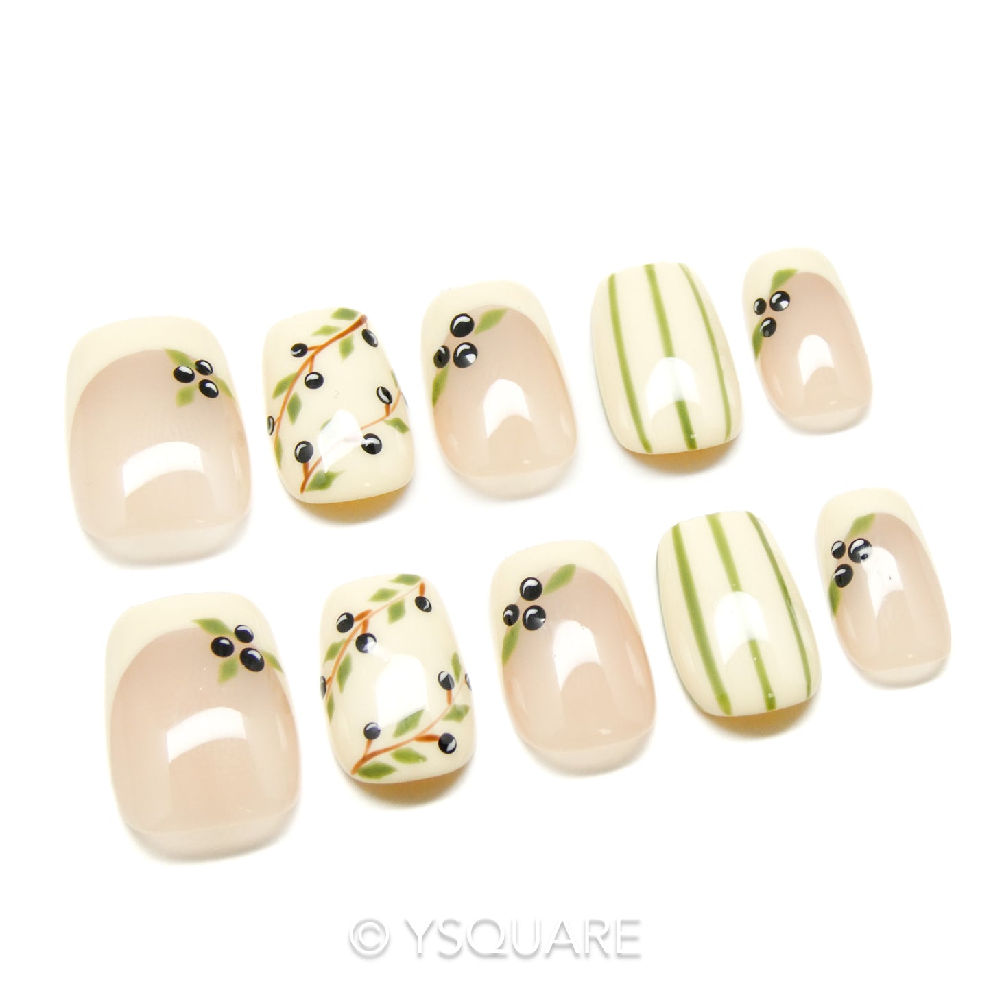 < Olivier > Y.Square Presson Faux Ongles Fait Main Réutilisables
