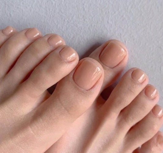 < Pédicure Milky > – Full Size Set Press-on Nails Handmade for feet