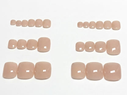 < Pédicure Milky > – Full Size Set Press-on Nails Handmade for feet