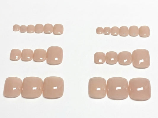< Pédicure Milky > – Full Size Set Press-on Nails Handmade for feet
