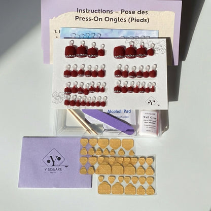 < Pédicure édition spéciale> – Taille unique 42 pcs Press-on Nails Faits Main pour Pieds