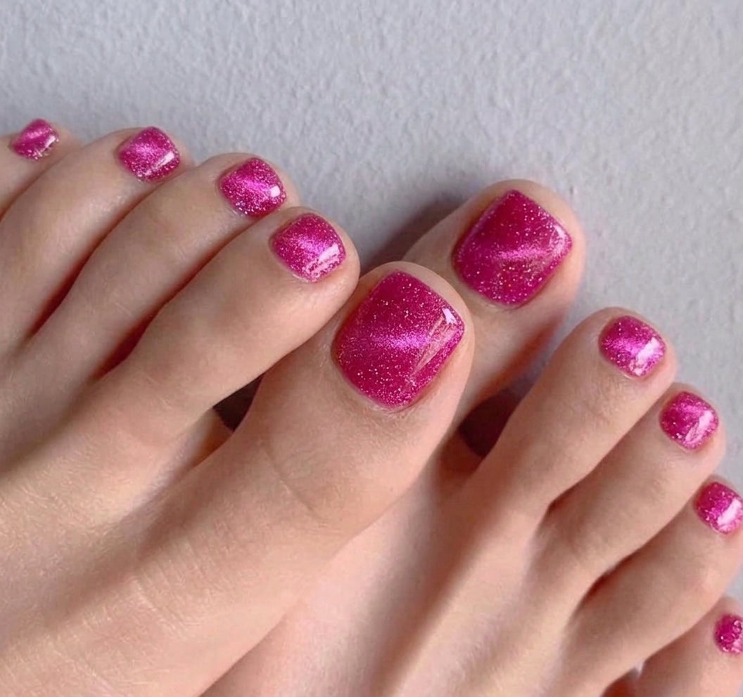 < Pédicure Flamant Rose > – Full Size Set Press-on Nails Handmade for feet