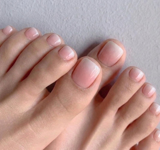 < Pédicure Babyboomer> – Taille unique Press-on Nails Faits Main pour Pieds