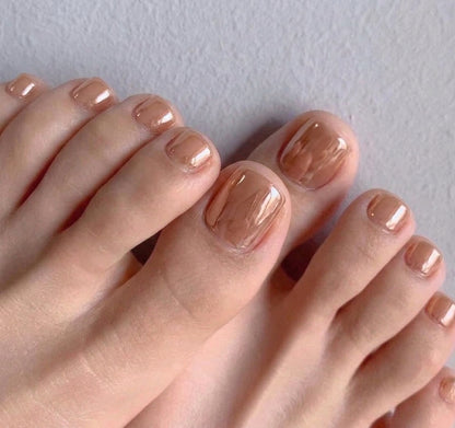 < Pédicure Perle Fumé > – Taille unique Press-on Nails Faits Main pour Pieds