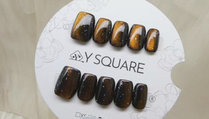  < Gingembre Brut > Y.Square Faux Ongles Fait Main Réutilisables / Handmade Press On Nails 