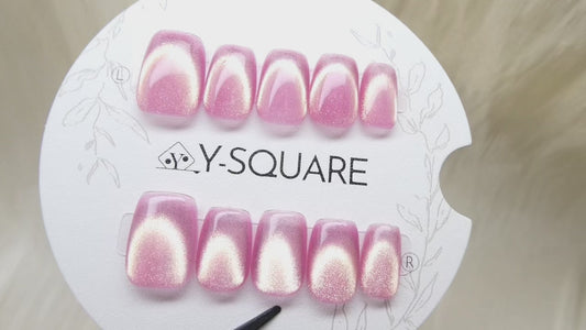 < Vanille fraise > Y.Square Faux Ongles Fait Main Réutilisables