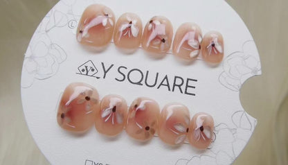 < Cosmos Blanc > Y.Square Faux Ongles Fait Main Réutilisables / Handmade Press On Nails 