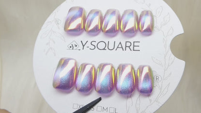 < Chrome Neon > Y.Square Faux Ongles Fait Main Réutilisables