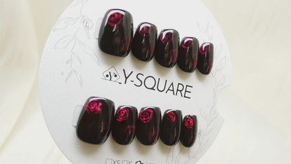 < Parfum Secret  > Y.Square Faux Ongles Fait Main Réutilisables