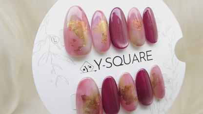 < Aquarelle > Y.Square Faux Ongles Fait Main Réutilisables
