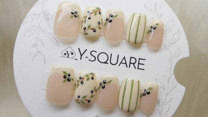 < Olivier > Y.Square Presson Faux Ongles Fait Main Réutilisables