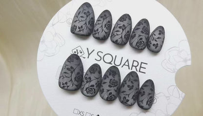 < Rose brûlée > Y.Square Faux Ongles Fait Main Réutilisables / Handmade Press On Nails 