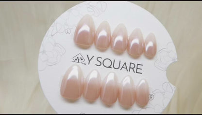 < Babyboomer Amande > Y.Square Faux Ongles Fait Main Réutilisables / Handmade Press On Nails 