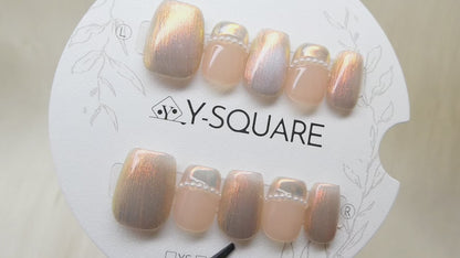 < Sirène > Y.Square Faux Ongles Fait Main Réutilisables