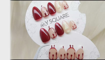 < Vampiresse > Y.Square Faux Ongles Fait Main Réutilisables / Handmade Press On Nails 