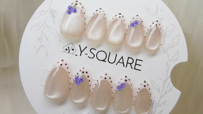  < Myrtille > Y.Square Presson Faux Ongles Fait Main Réutilisables