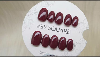 < Cabernet > Y.Square Faux Ongles Fait Main Réutilisables / Handmade Press On Nails 