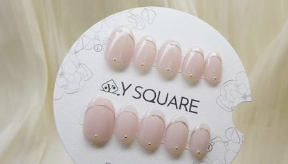 < Liseré d’or > Y.Square Faux Ongles Fait Main Réutilisables / Handmade Press On Nails 