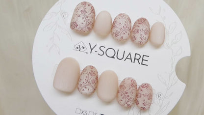 < Roseraie > Y.Square Faux Ongles Fait Main Réutilisables