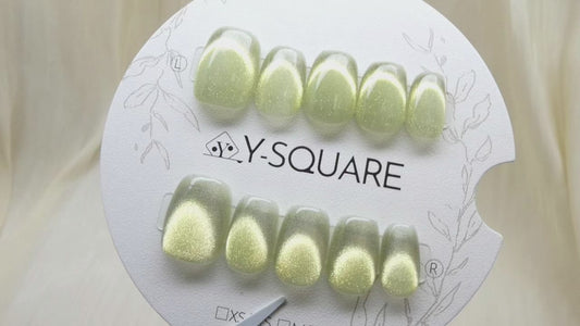 < Raisin Blanc > Y.Square Faux Ongles Fait Main Réutilisables