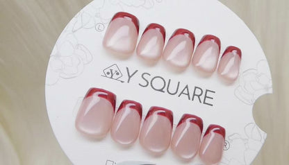 < French Kiss > Y.Square Faux Ongles Fait main réutilisables / Handmade Press On Nails 