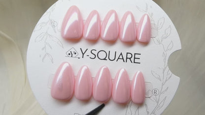 < Rosé Nacré > Y.Square Faux Ongles Fait Main Réutilisables