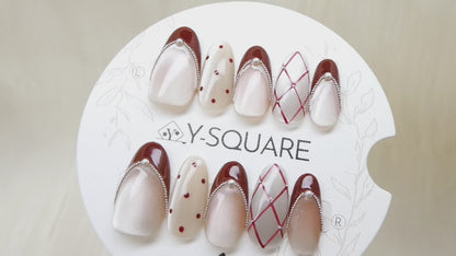  < Valentina > Y.Square Faux Ongles Fait Main Réutilisables