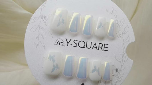< Papillon Aura > Y.Square Faux Ongles Fait Main Réutilisables
