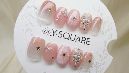 < Meringue > Y.Square Faux Ongles Fait Main Réutilisables