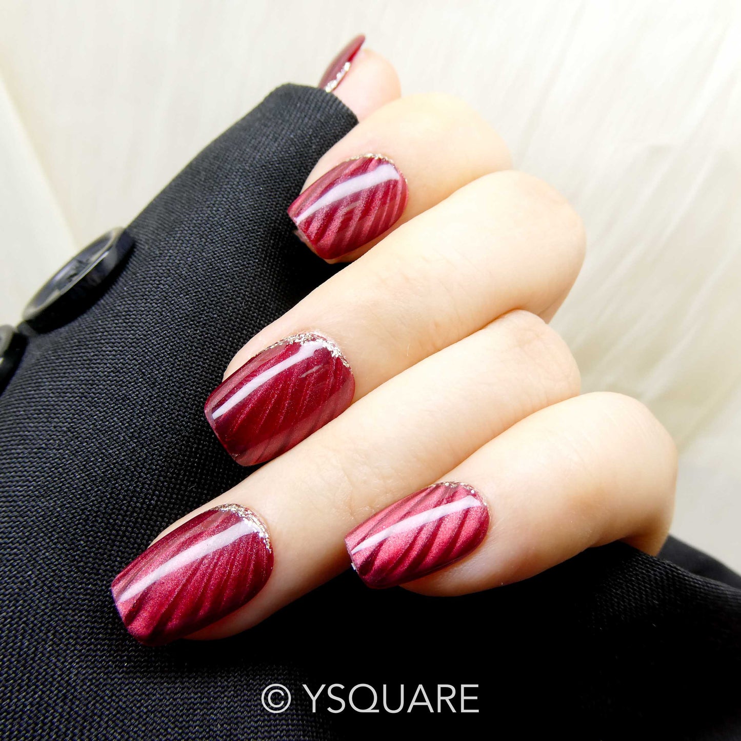 < Ruby > Y.Square Faux Ongles Fait Main Réutilisables