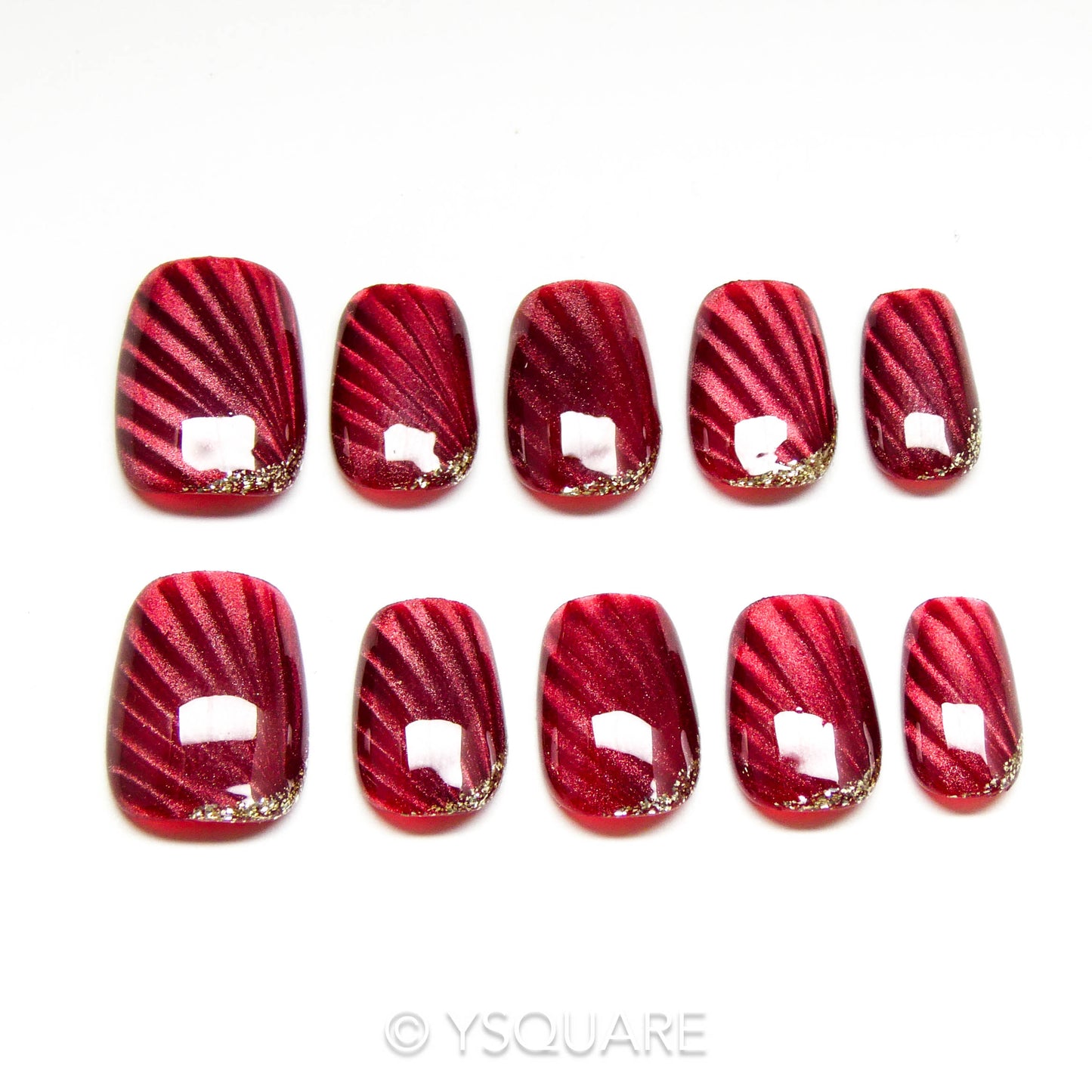 < Ruby > Y.Square Faux Ongles Fait Main Réutilisables