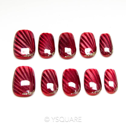 < Ruby > Y.Square Faux Ongles Fait Main Réutilisables