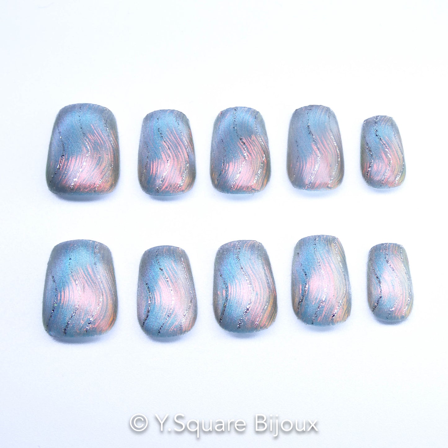 < Soleil de minuit > Y.Square Faux Ongles Fait Main Réutilisables