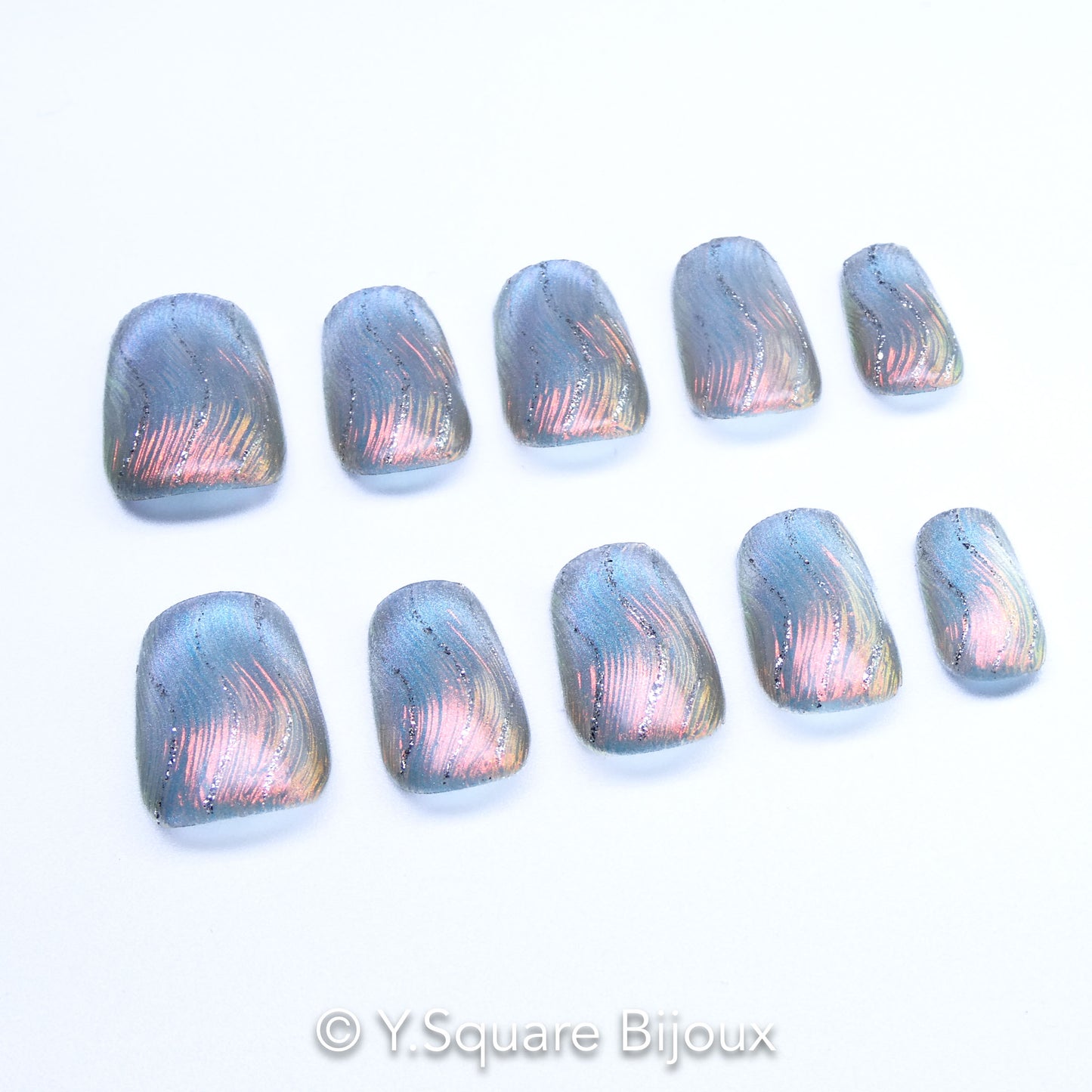 < Soleil de minuit > Y.Square Faux Ongles Fait Main Réutilisables